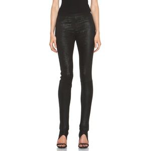 Helmut Lang Patina Stretch Leather Black Leggings